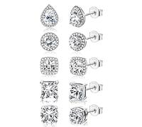 Morfetto 925 Sterling Argento Orecchini grande CZ Orecchini con perno falso diamante Orecchini con perno in argento borchie Set Cubic zirconia Orecchini con perno