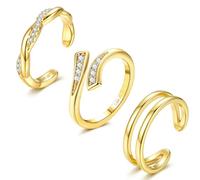 Morfetto Adjustable Toe Rings Set for Women - 14K Oro Plated Open Knuckle Rings - Smooth Knot Opal Flower Foot Ring Set for Beach Jewellery Oro Knot