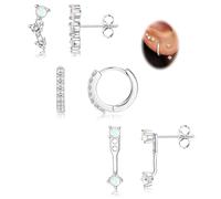 Morfetto Orecchini Set in Argento 925 per Donna Oro Placcato 14K Piccoli Orecchini a Bottone Set Huggie Hoop impilabile orecchini per più piercing orecchino pile per le orecchie sensibili Argento2