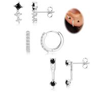 Morfetto Orecchini Set in Argento 925 per Donna Oro Placcato 14K Piccoli Orecchini a Bottone Set Huggie Hoop impilabile orecchini per più piercing orecchino pile per le orecchie sensibili Argento6