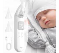 Morfone Aspiratore nasale elettrico per bambini, 5 ventose e 3 punte in silicone, ricarica USB con luce soffusa e musica, per neonati e bambini (bianco)