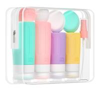 Morfone Bottiglie da Viaggio in Silicone, Kit da bottiglie da viaggio da 16 pezzi, flaconi viaggio ricaricabili per lozione shampoo balsamo gel doccia Senza BPA, Approvato dalla FDA (verde)