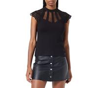Morgan Maglietta a Maniche Corte con Pizzo, Colore Nero, Taglia XL