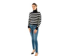 MORGAN 242-MLAGON Maglione Dolcevita a Righe, Navy/Avorio, M Women's
