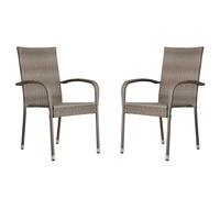 Morgan 65254 - Set di 2 vasi impilabili in vimini per esterni, tessuto a mano, struttura in acciaio verniciato a polvere, leggero, per interni ed esterni, veranda, giardino, balcone, set da 2, colore