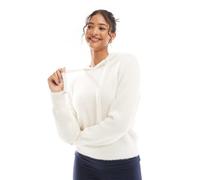 Morgan - Felpa con cappuccio in maglia soffice color avorio con coulisse-Bianco XL