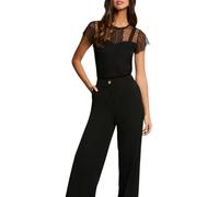 T-shirt a collo alto, maniche corte Nero S Tinta unita