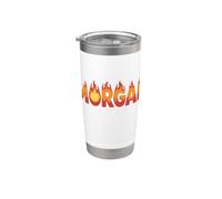 Morgan On Fire - Decorazione con nome e scritta "Cute Custom" con fiamme Bicchiere termico in acciaio inox doppia parete