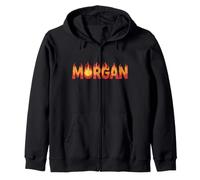 Morgan On Fire - Decorazione con Nome e Scritta Cute Custom con Fiamme Felpa con Cappuccio