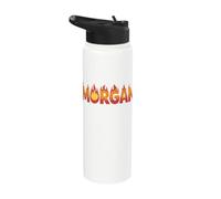 Morgan On Fire - Decorazione con nome e scritta "Cute Custom" con fiamme Stainless Steel Insulated Water Bottle