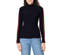 Morgan Pull col roulé Bande Couleur Manche MENTOI Pullover Sweater, Blu Marino/Rosso, TM Women's