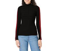 Morgan Pull col roulé Bande Couleur Manche MENTOI Pullover Sweater, Nero/Rosso, TL Women's