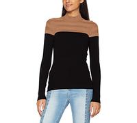 Morgan Pull col Roulé Bicolore Mico, Maglione Pullover Donna, Cammello/Nero, TL