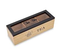Morgan Scatola Porta Tisane in Legno, Porta Bustine The da 3 Tea Box, Scatola Porta The Bustine Nero 24x8x7 cm