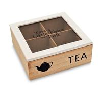 Morgan Scatola Porta Tisane in Legno, Porta Bustine The Quadrato da 4 Tea Box, Scatola Porta The Bustine Bianco 18x18x7 cm