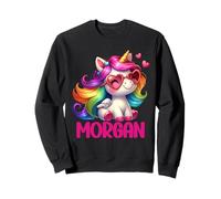 Morgan - Unicorno colorato con Nome Personalizzato per Donne e Ragazze Felpa