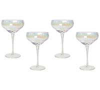 Beliani Set di 4 calici da champagne Pompadour soffiati a mano con finitura iridescente 30 cl