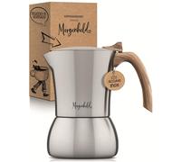 Morgenheld FLOW Premium Cafetera espresso grande de acero inoxidable para 6 tazas 300ml - Cafetera de café italiana - Cafetera-moka para cocina de inducción gas - Maceta moca