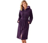 Morgenstern Accappatoio cerniera per donna cappuccio bambù cotone microfibre vestaglia di lusso Borogna Taglia XL