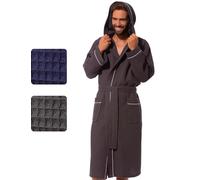 Morgenstern Accappatoio Cotone Uomo Leggero Nido d'Ape di Cotone con Cappuccio Vestaglia Estiva Grigio Taglia 4XL