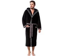 Morgenstern Accappatoio da uomo e vestaglia di lusso con cappuccio in bambù cotone e microfibre Nero Taglia XL