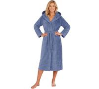 Morgenstern Accappatoio donna 100% cotone con cappuccio in spugna velluto Oeko-Tex Leonie, blu jeans, M