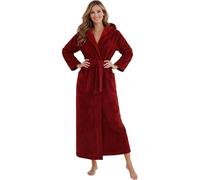 Morgenstern Accappatoio extra lungo da donna cappuccio bambù cotone e microfibra vestaglia di lusso molto lunga rosso Taglia S