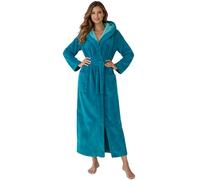 Morgenstern Accappatoio extra lungo da donna cappuccio bambù cotone e microfibra vestaglia di lusso molto lunga alzavola Taglia S