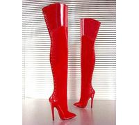 MORI EXTREME HEELS OVERKNEE BOOTS STIEFEL STIVALE BOTAS LEATHER RED ROSSO 37-45