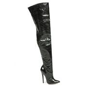 MORI EXTREME HEELS OVERKNEE BOOTS STIEFEL STIVALE BOTAS PEARL LEATHER BLACK NERO