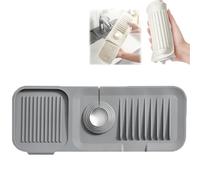 MoriAction Tidy Splash Faucet Guard e Tappetino drenante, Tappetino drenante in Silicone Splendid Day, Tappetino drenante in Silicone per Rubinetto della Cucina (Grigio,61cm*14cm)