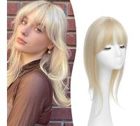 MORICHY Extension per capelli a 360 gradi, con clip lunghe su frange, biondo puro, con frangia curva per l'uso quotidiano (biondo puro)