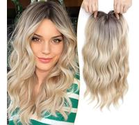 MORICHY Parrucca da donna con frangia sintetica ondulata e riccia per cuoio capelluto diradato, 40,6 cm (ombreggiato radice scura a biondo)