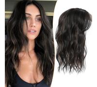 MORICHY Parrucca topper, 40,6 cm, ondulata, ricci, per capelli sottili, marrone scuro con sfumature, parrucche sintetiche da donna, accessori per capelli per donne (marrone scuro con riflessi)