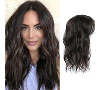 MORICHY Topper per capelli, 40,6 cm, ondulato e riccio, per diradare i capelli, da donna, marrone scuro con punti salienti, parrucca sintetica da donna (marrone scuro con evidenziazioni)