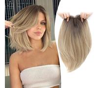 MORICHY Topper per capelli diradati, 16,5 x 16,5 cm, con base grande per coprire i capelli grigi o la perdita di capelli, extension sintetiche con frangia per uso quotidiano (biondo sfumato con radice