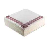 Morigami Tovagliolo di carta formato standard, piegatura 1/4, 200 tovaglioli, punta punta, bianco bordo bordeaux