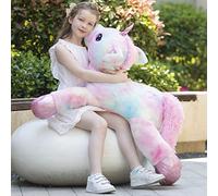 MorisMos 110cm Unicorno Peluche Gigante XXL Rosa, Arcobaleno Animale di Peluche Grande per Bambini, Regalo per Ragazze Fidanzata Ragazzi Compleanno Natale Deco
