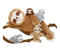 MorisMos Bradipo Peluche Grande XXL, 56cm Mamma con 4 Kawaii Bambino, Realistico Animali di Peluche Gigante Morbido Peluche Regalo per Bambini Compleanno Natale Deco