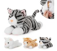 MorisMos Nero Gatto Peluche XXL, 40cm Mamma Gatto con 3 Kawaii Gattina Realistico Animali di Peluche Grande Regalo per Ragazzi Ragazze Compleanno Natale Deco