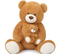 MorisMos Orso Peluche Gigante 100cm, XXL Marrone Orsacchiotto Peluche Grande con Bambino, Kawaii Orsetto Pupazzo Gigante Teddy Bear Regalo per Bambino Natale Compleanno San Valentino