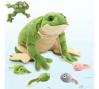 MorisMos Rana Peluche Gigante Verde con Bambini nella Pancia Realistico, Kawaii Rane Giocattolo di Peluche Grande Morbido Carino, Idee Regalo Natale per Bambini Ragazze Ragazzi Compleanno 52cm