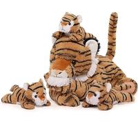 MorisMos Tigre Peluche Gigante, 50cm Mamma Peluche Tigre con 3 Kawaii Tiger Bambini, Giocattolo di Peluche Grande Morbido Animali di Peluche Regalo per Bambino Ragazzi Ragazze Natale Compleanno