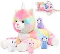 MorisMos Unicorno Arcobaleno, 60cm Stitch Gatto Unicorno e i Suoi 4 Bambini, Regalo Kawaii Per Bambini Compleanno Natale