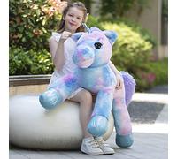 MorisMos Unicorno Peluche Grande, 110cm XXL Peluche Unicorno Gigante Arcobaleno per Bambini, Kawaii Animale di Peluche Regalo per Ragazze Fidanzata Ragazzi Compleanno Natale Deco