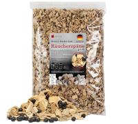 Moritz 1 kg di trucioli di faggio con ginepro grosso, 6 - 12 mm, affumicatura a freddo di pesce, carne, salsiccia, formaggio, verdure, anche per barbecue, barbecue - farina affumicata