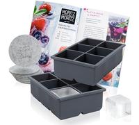 Moritz & Moritz 2 stampi per cubetti di ghiaccio quadrati - Stampo in silicone per 12 cubetti di ghiaccio di forma quadrata - Incl. 6 sottobicchieri e ricettario