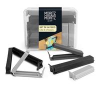 Moritz & Moritz 24 Chiudi Sacchetti Cucina - Clip sacchetti del congelatore per la conservazione degli alimenti - Clip Chiudi Sacchetti in scatola trasparente - 3 Colori