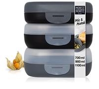 Moritz & Moritz 3x To Go lunch box bento con scomparti - Mix & Match contenitori pranzo ufficio - bento boxes scuro - contenitori merenda aldulti