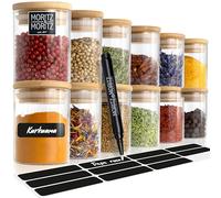 Moritz & Moritz Barattoli Spezie per Cucina - 12 Vasetti per Spezie 125 ml incl. 24 adsivi e 1 gesetto - Contenitori Spezie per Cucina - Vesetti porta erbe aromatizzato